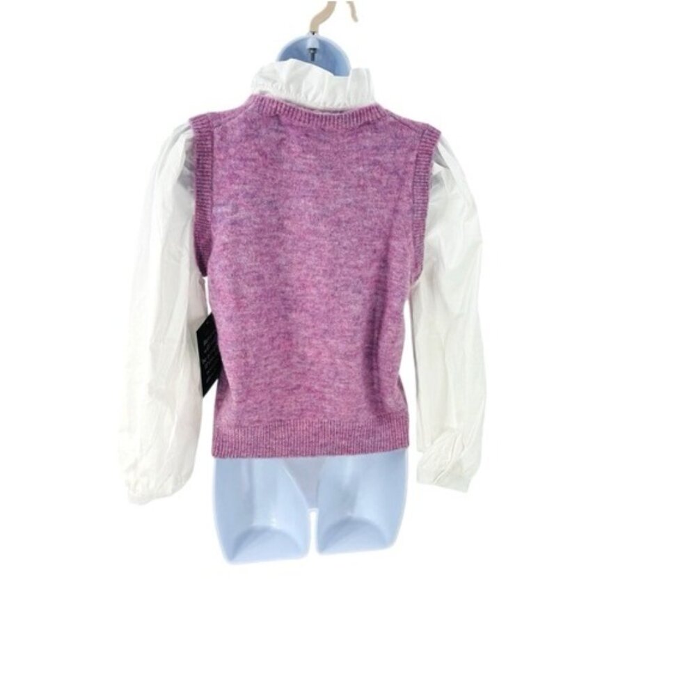 Tuckernuck NEW Lilac Purple Ella Wool Sweater Collared Long Sleeve Blouse Size M - Picture 6 of 8